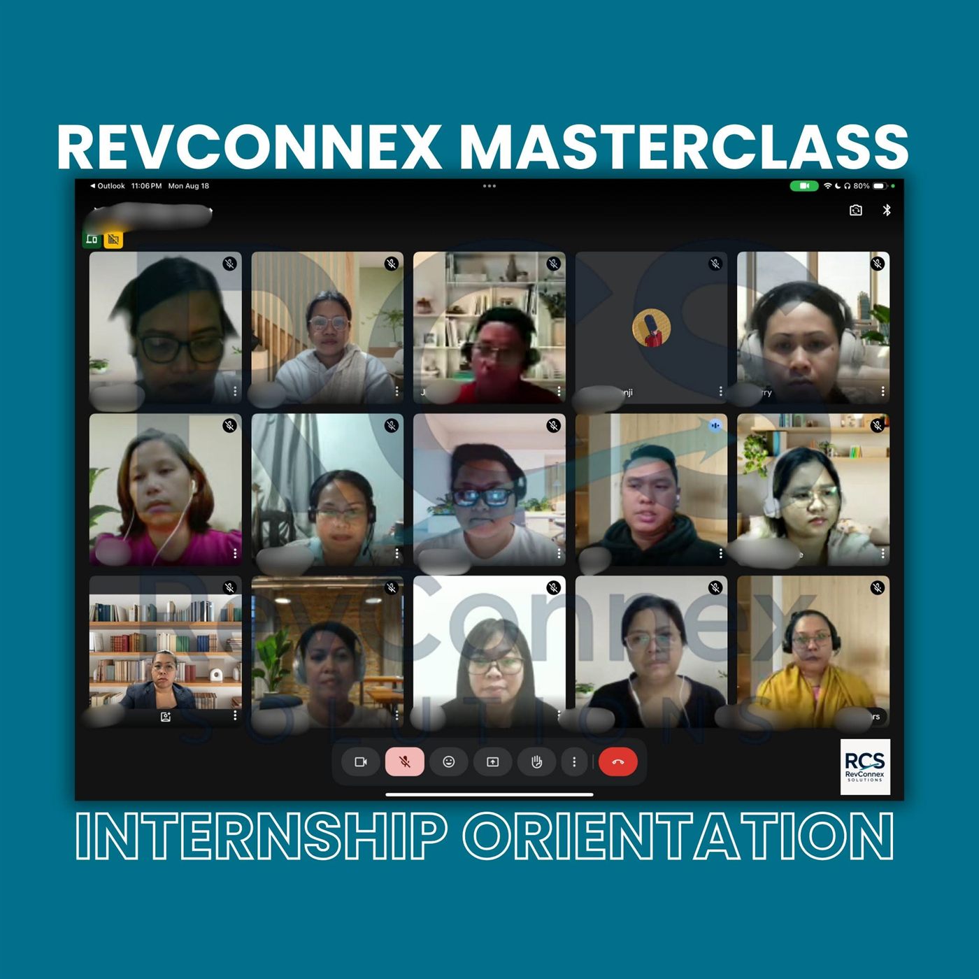 Real students inside a live RevConnex masterclass — internship orientation session